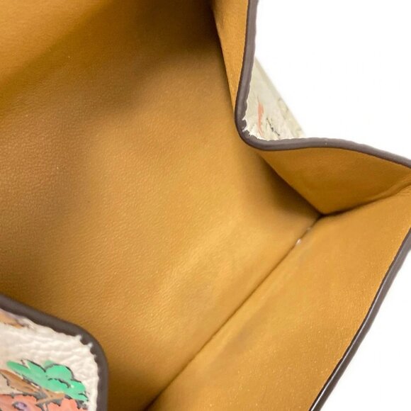 Auth COACH Origami Wallet with Floral Print C4200 White Green Multi Leather - - Picture 3 of 5